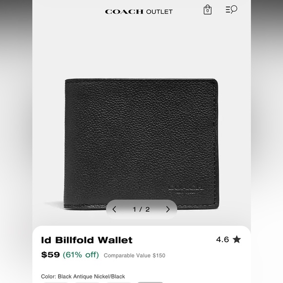 Coach Men's Black Leather Wallet - Picture 6 of 6